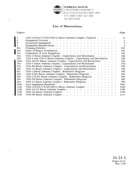 Collins 179J-5-6-6A-7-8-8A-8B-12 1962 Overhaul Manual (523-0755502-201)