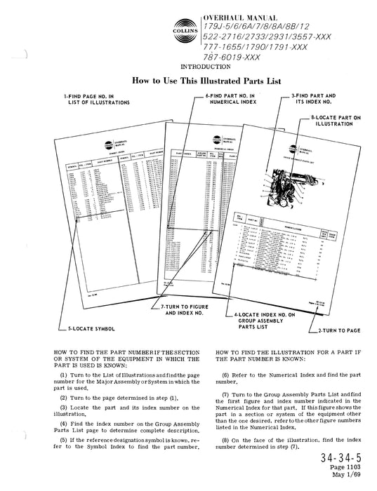 Collins 179J-5-6-6A-7-8-8A-8B-12 1962 Overhaul Manual (523-0755502-201)
