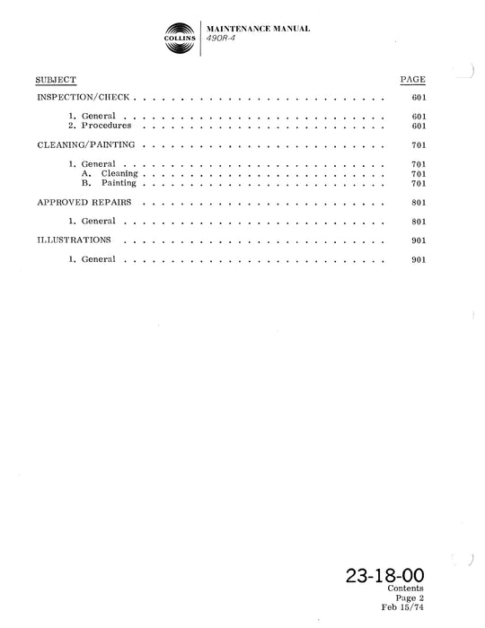 Collins 490R-4 Antenna Coupler System Maintenance Manual with Installation Data (523-07960181-20)