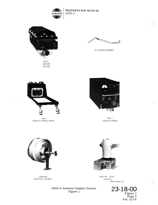 Collins 490R-4 Antenna Coupler System Maintenance Manual with Installation Data (523-07960181-20)
