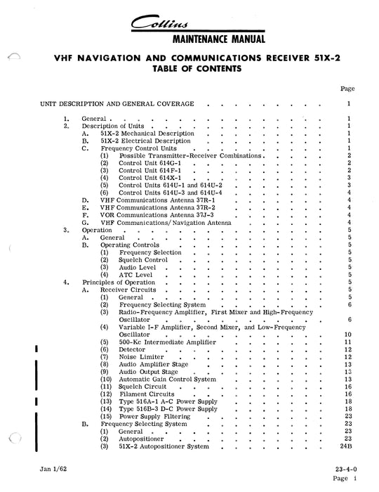 Collins 51X-2 VHF Navigation and Communications Receiver Maintenance Manual (523-0022004-201114)