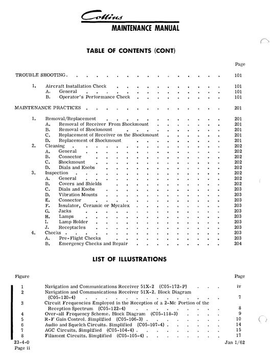 Collins 51X-2 VHF Navigation and Communications Receiver Maintenance Manual (523-0022004-201114)