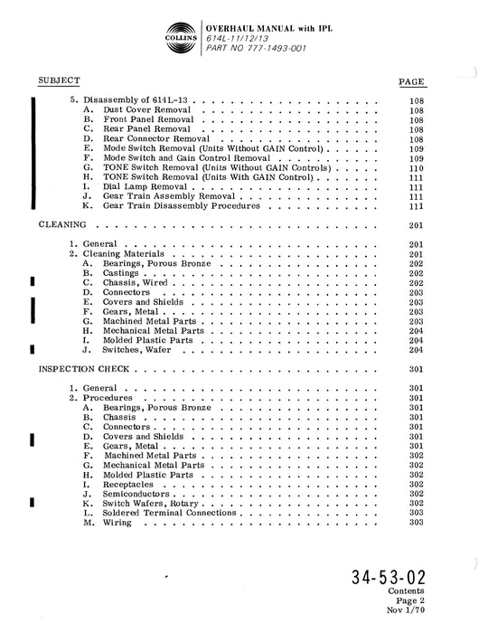 Collins 614L-11-12-13 ADF Control Unit Overhaul Manual with Illustrated Parts List (523-0762368-301)