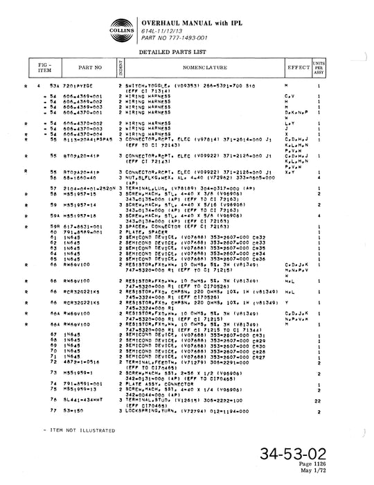 Collins 614L-11-12-13 ADF Control Unit Overhaul Manual with Illustrated Parts List (523-0762368-301)