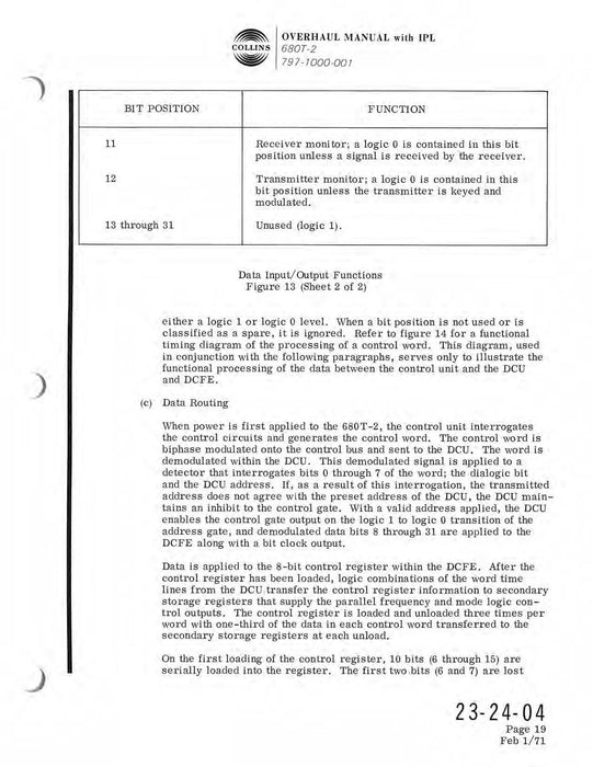 Collins 680T-2 1970 Overhaul Manual with Illustrated Parts List (523-0762965-101)