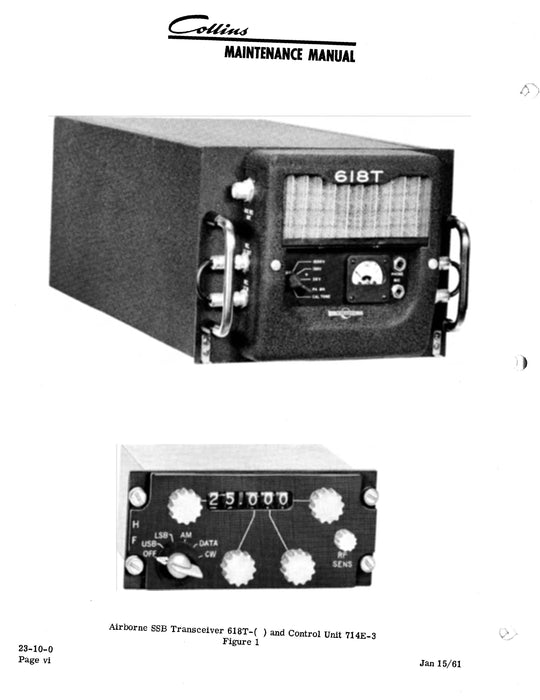 Collins Airborne SSB Transceiver 618T 1961 Maintenance Manual (520-5970004-101)