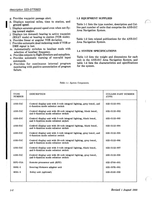 Collins ANS-31C Area Navigation System Installation Manual (523-0770922-003)