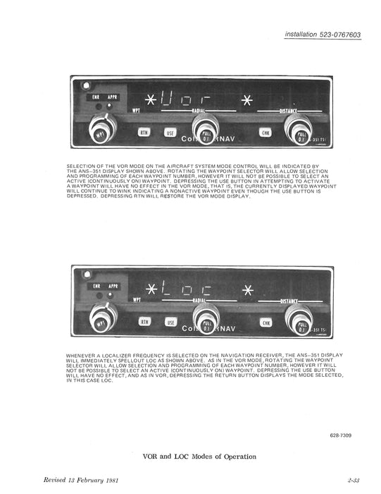 Collins ANS-351 Area Navigation Computer Instruction Book (523-0767602-002118)