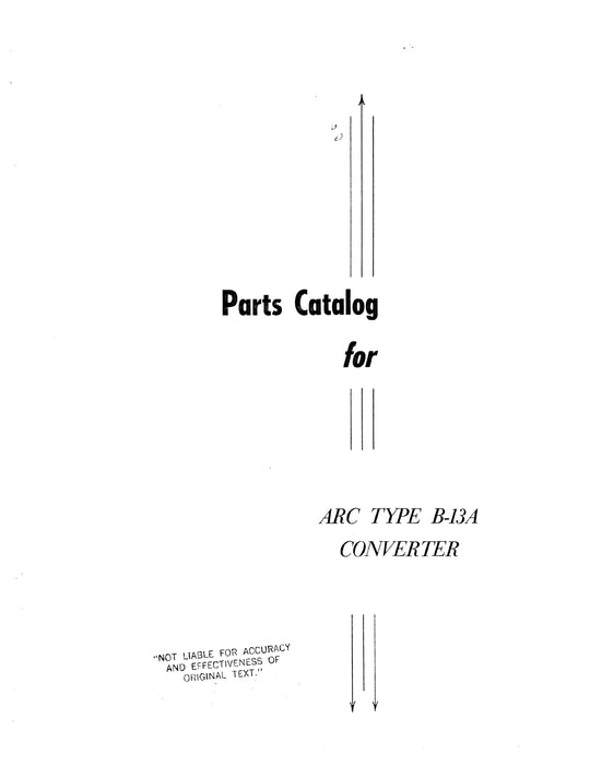 Aircraft Radio Corporation ARC B-13A Converter Parts Catalog