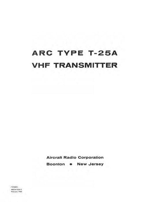 Aircraft Radio Corporation ARC T-25A VHF Transmitter Instruction Book