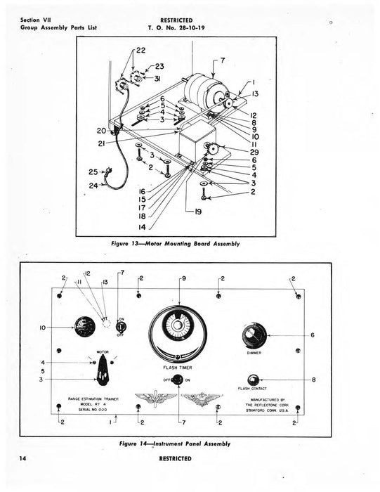 Mirror Range Estimation Trainers E-22-21, 5-C-4--3 Instructions with Parts (28-10-19)