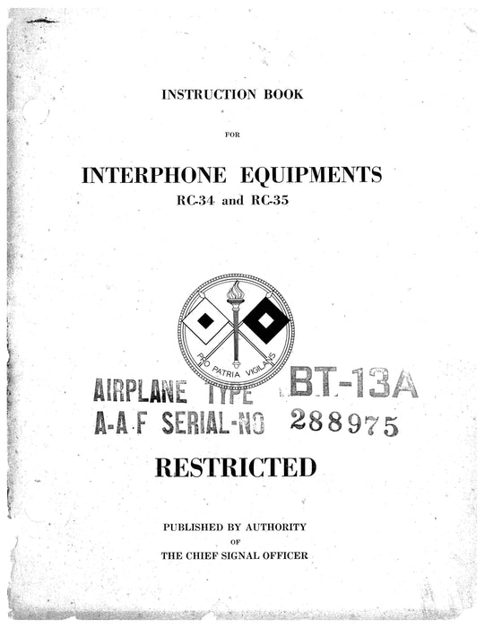 Interphone Equipments RC-34 and RC-35 Instruction Book