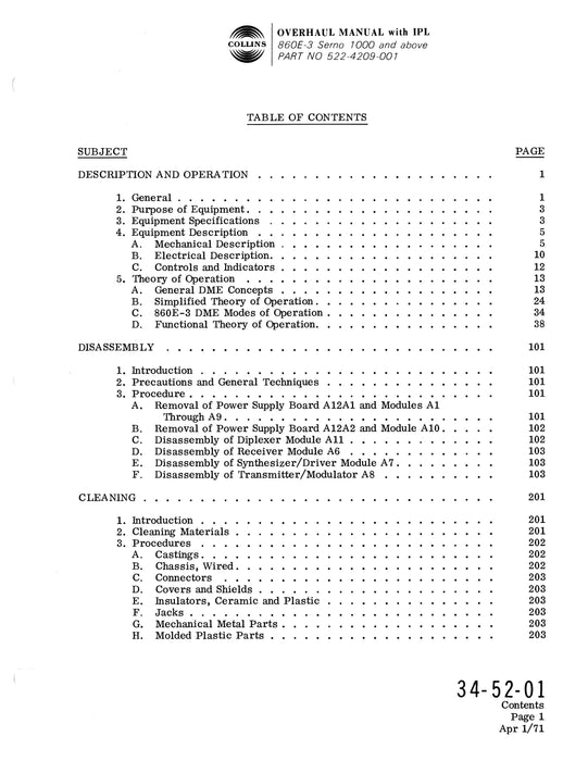 Collins 860E-3 DME Overhaul Manual with Illustrated Parts List (523-0762873-301113)