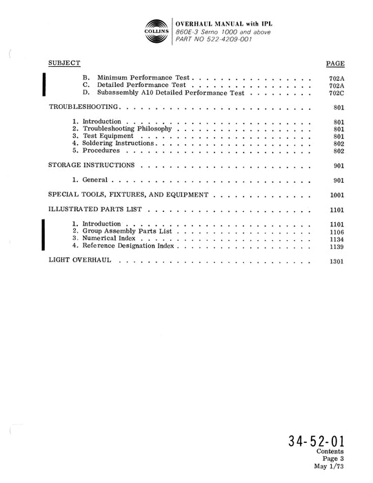 Collins 860E-3 DME Overhaul Manual with Illustrated Parts List (523-0762873-301113)