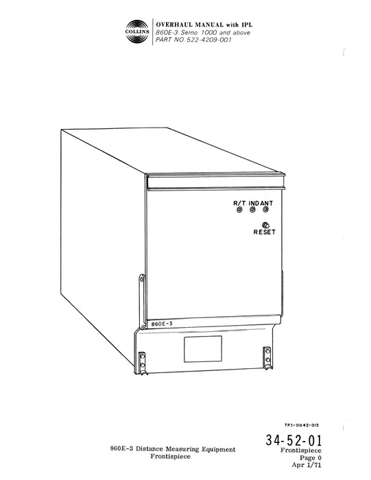 Collins 860E-3 DME Overhaul Manual with Illustrated Parts List (523-0762873-301113)