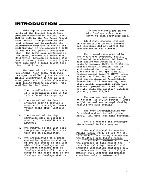 Fairchild AC-119G Aircraft Limited Performance and Stability and Control Tests (FTC-TR-69-4)