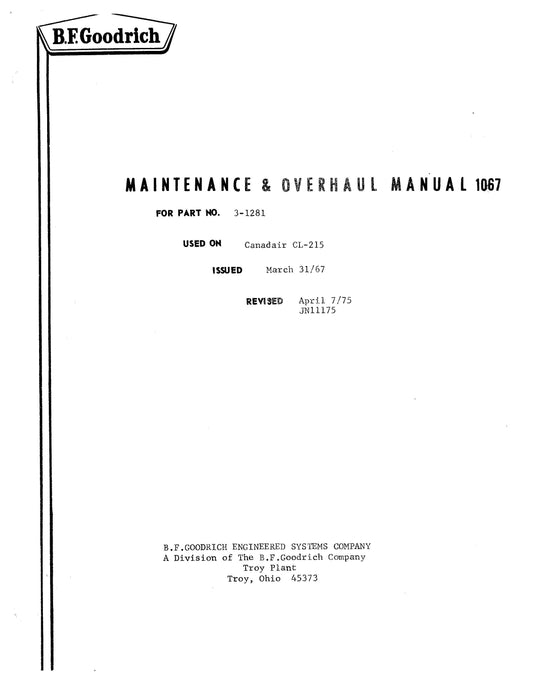 B.F. Goodrich 3-1281 Main Landing Gear Wheel Maintenance and Overhaul Manual (JN11175)