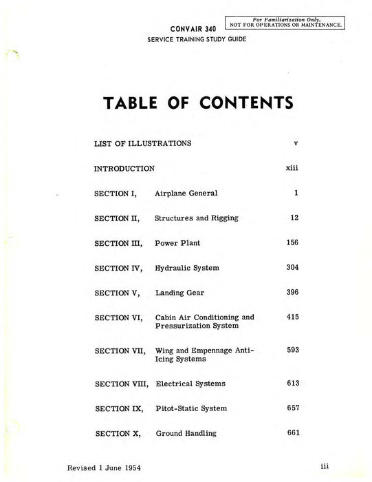 Convair 340 Service Training Study Guide