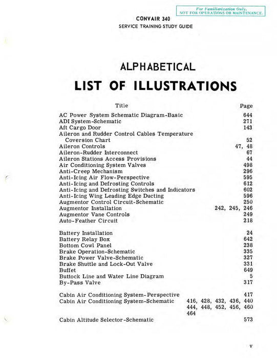 Convair 340 Service Training Study Guide