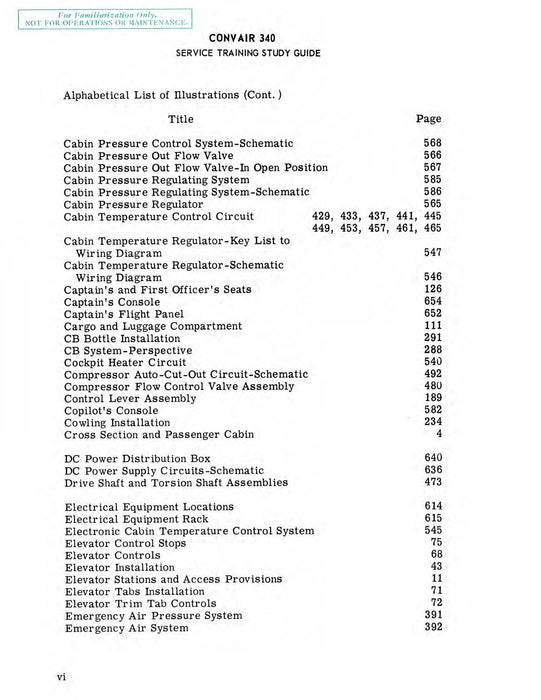 Convair 340 Service Training Study Guide