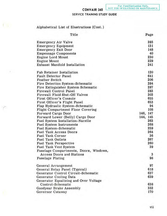 Convair 340 Service Training Study Guide