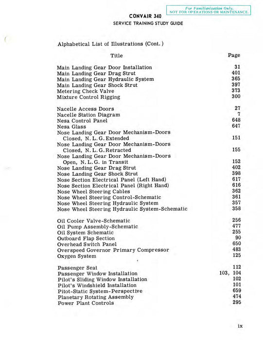 Convair 340 Service Training Study Guide