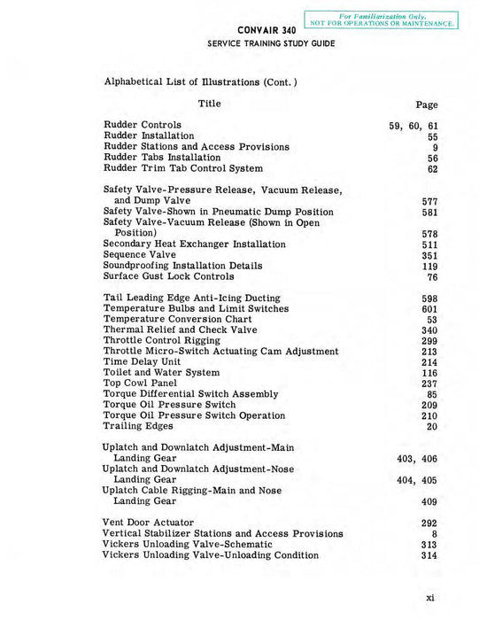 Convair 340 Service Training Study Guide
