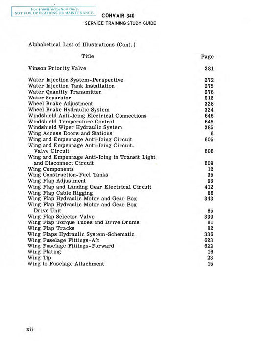 Convair 340 Service Training Study Guide