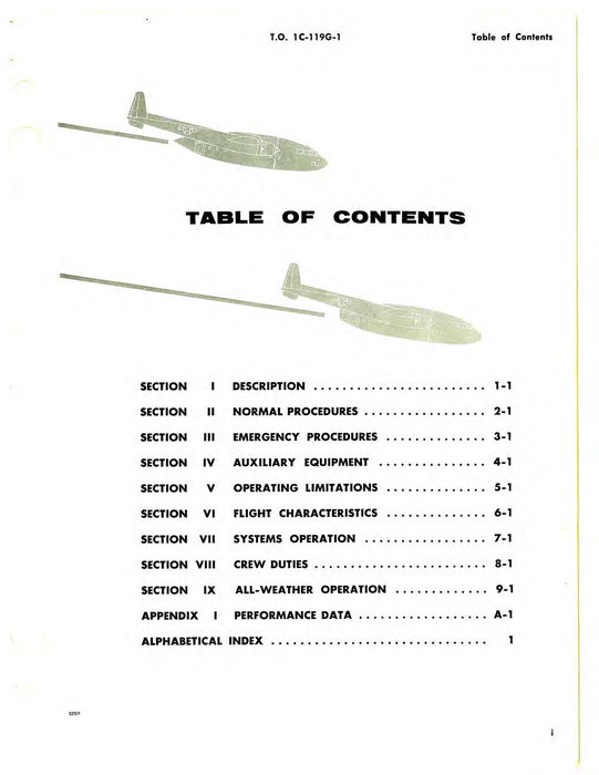 Fairchild C-119G, C-119J  USAF Series 1969 Flight Handbook (1C-119G-1)