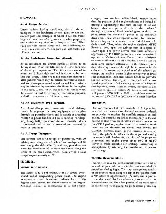 Fairchild C-119G, C-119J  USAF Series 1969 Flight Handbook (1C-119G-1)