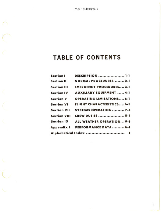 Fairchild YC-119K USAF Series 1967 Partial Flight Handbook (1C-119(Y)K-1)
