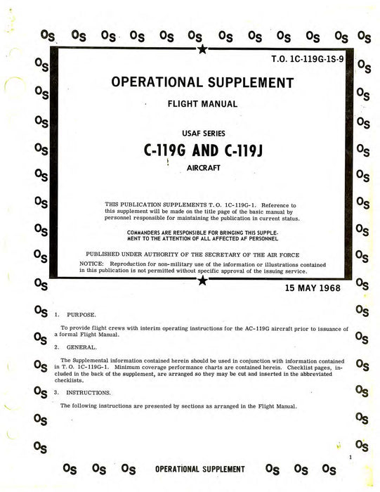 Fairchild C-119G And C-119J USAF Series Operational Supplement Flight Manual 1C-119G-1S-9