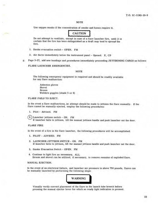 Fairchild C-119G And C-119J USAF Series Operational Supplement Flight Manual 1C-119G-1S-9