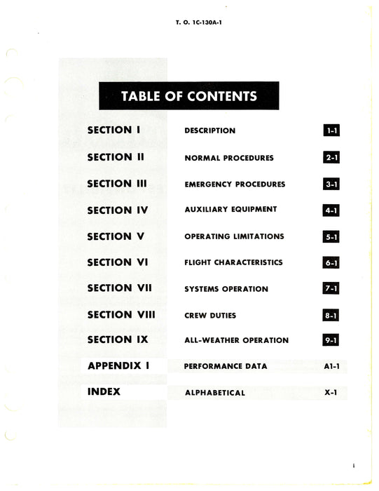 Lockheed C-130A USAF Series Flight Manual 1957 (1C-130A-1)