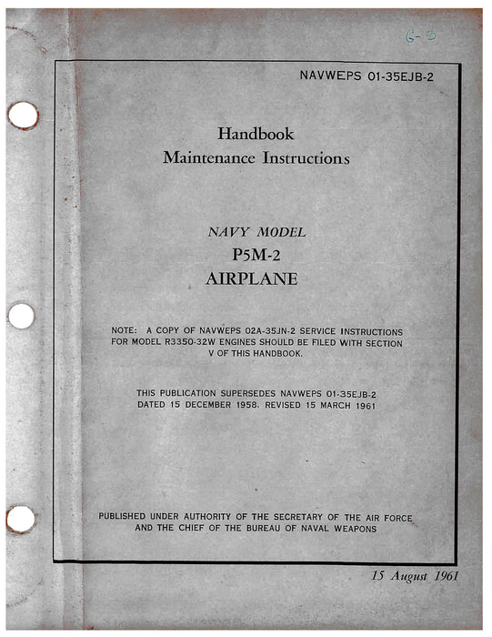 Martin P5M-2 Maintenance Instructions 1961 (01-35EJB-2)