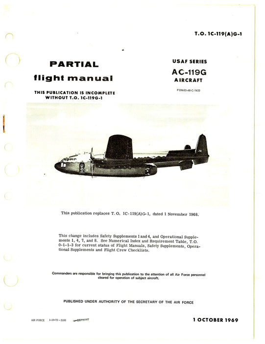 Fairchild AC-119G Partial Flight Manual 1969 (1C-119(A)G-1)