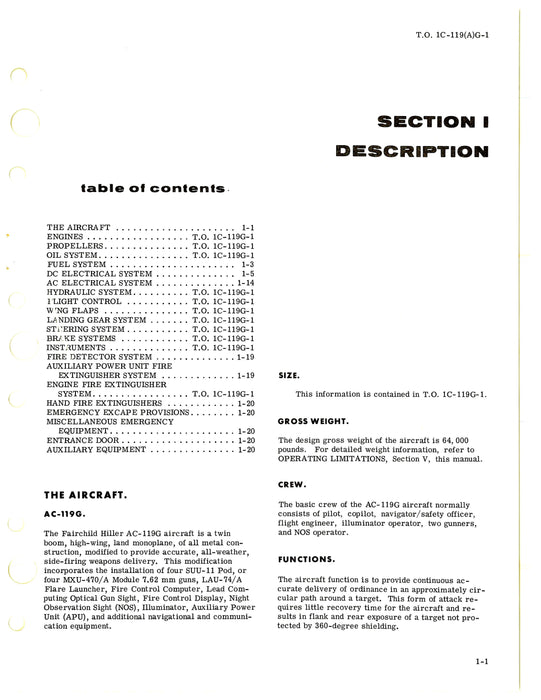 Fairchild AC-119G Partial Flight Manual 1969 (1C-119(A)G-1)