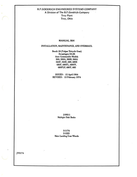 B.F. Goodrich Manual 864 Installation, Maintenance, Overhaul (864)