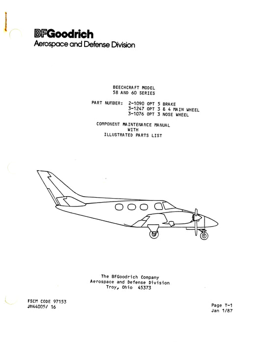 B.F. Goodrich 2-1090, 3-1247, 3-1076  Main, Nose Wheel, Brake Component Maintenance With Illustrated Parts