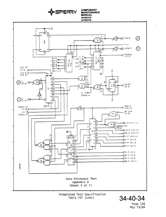Sperry Primus-150 Model No. DI-1007, DI-1008 Part No. MI585438, MI585439 MI585438-1, MI585439-1 Component Maintenance Manual with Illustrated Parts List