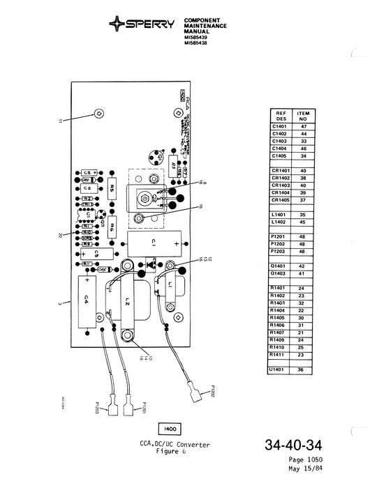 Sperry Primus-150 Model No. DI-1007, DI-1008 Part No. MI585438, MI585439 MI585438-1, MI585439-1 Component Maintenance Manual with Illustrated Parts List