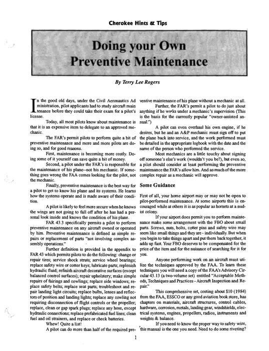 Piper Cherokee Hints & Tips by Cherokee Pilot's Association