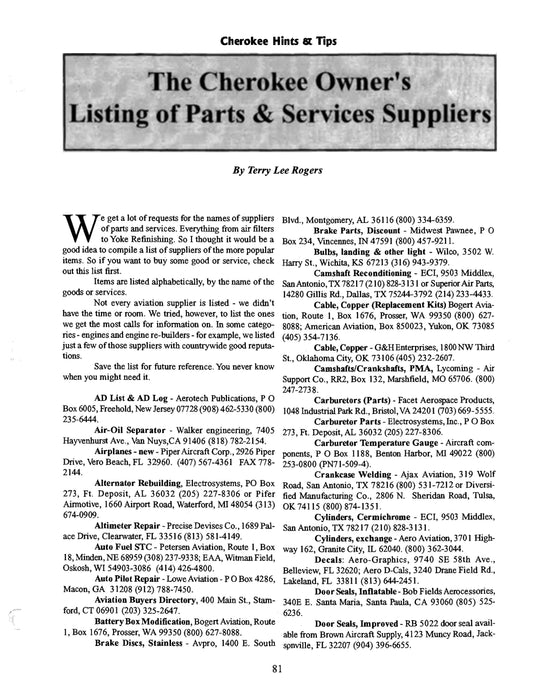 Piper Cherokee Hints & Tips by Cherokee Pilot's Association