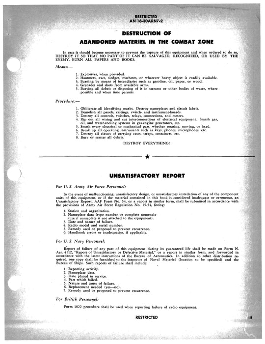 Radio Compass AN/ARN-7 Operating Instructions TO 12R5-2ARN7-1