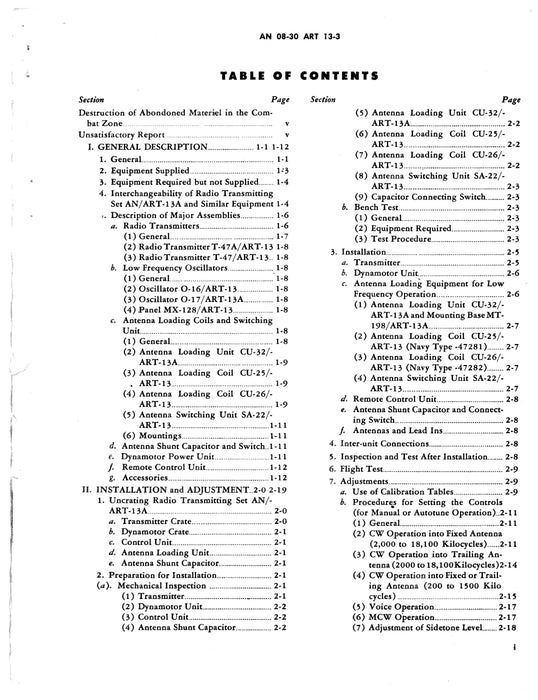 Radio Transmitting Sets AN/ART-13, -13A, ATC, ATC-1 Operating Instructions AN 16-30ART13-3