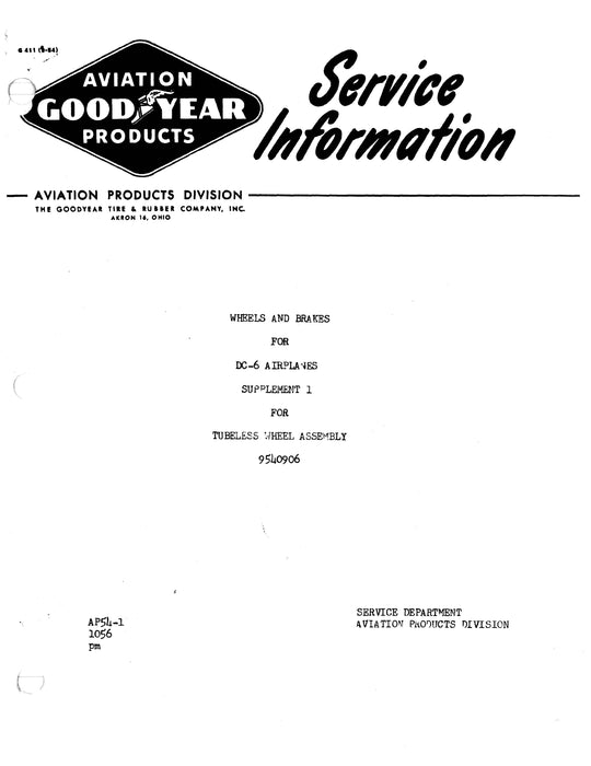 Goodyear Wheels and Brakes for DC-6 Airplanes Operation and Service Manual AP-54