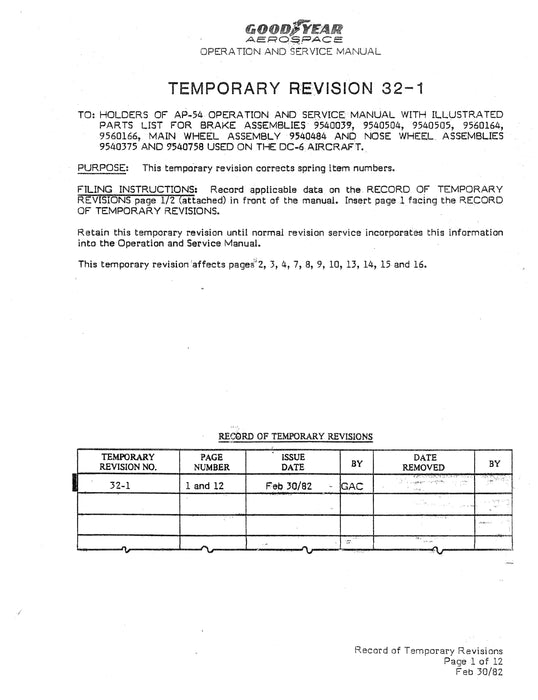 Goodyear Wheels and Brakes for DC-6 Airplanes Operation and Service Manual AP-54