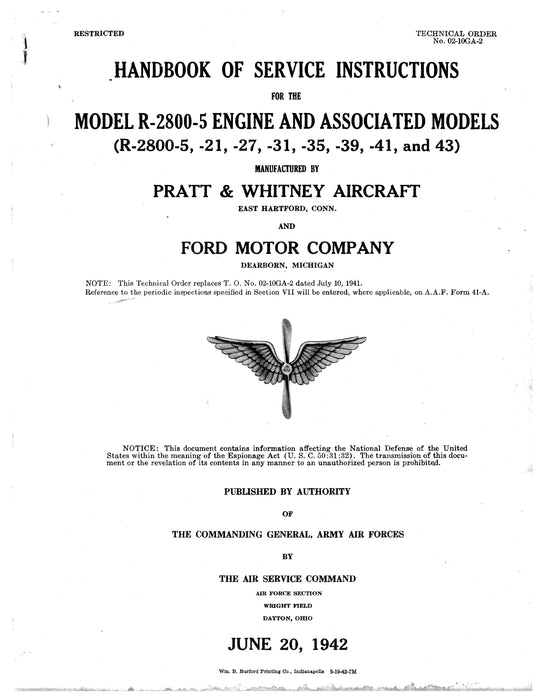 Pratt & Whitney R-2800-5, -21,-27, -31, -35, -39, -41, -43 Service Instructions 02-10GA-2