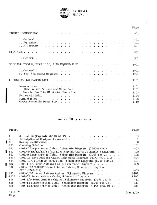 Collins DF-203 ADF System RF Cables Overhaul Manual 523-0755504-601113
