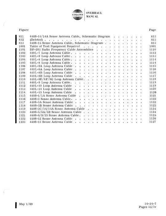 Collins DF-203 ADF System RF Cables Overhaul Manual 523-0755504-601113